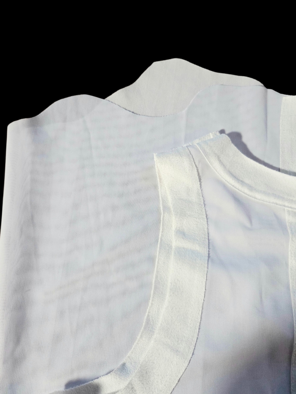 Vocal White Sheer Mesh Lace Up Tank Top With Suede Trim MED - Picture 8 of 11